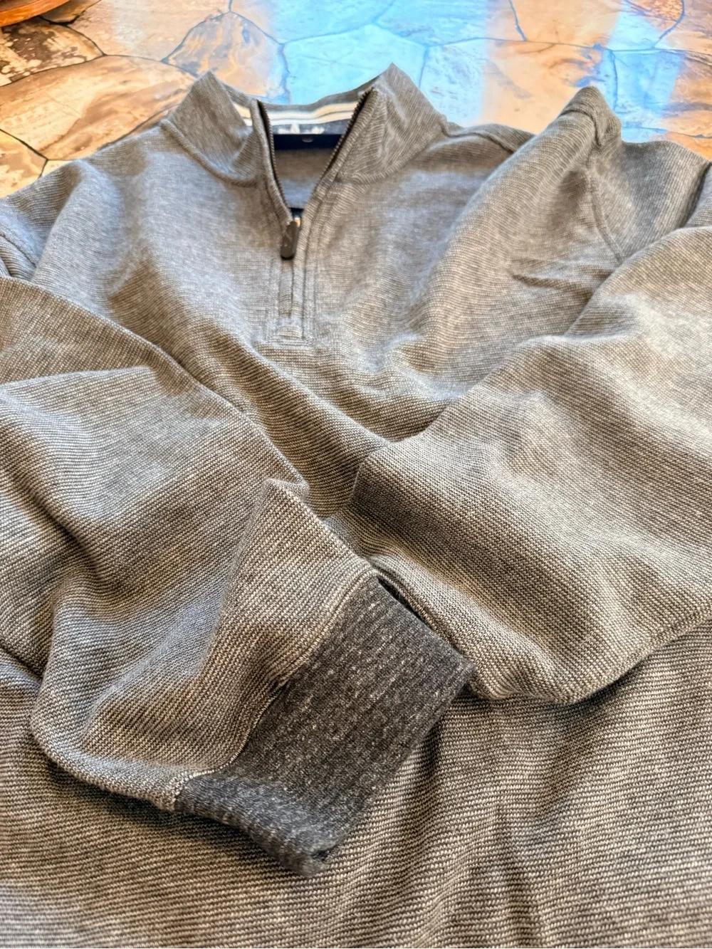 Cremiuex Men’s Quarter Zip Pullover Sweater Heather Gray Long Sleeve Size XXL